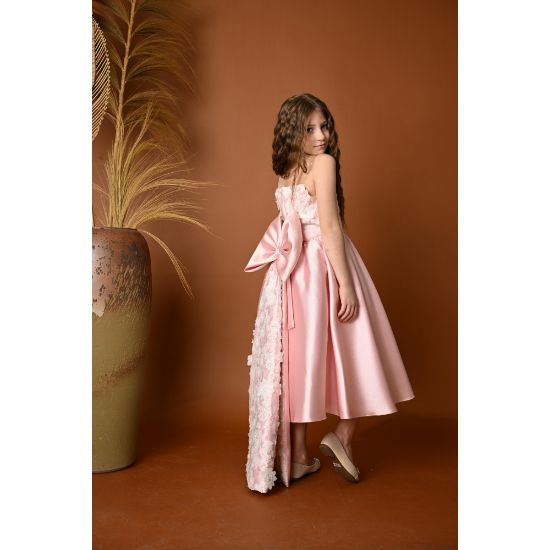 صورة فستان سهرة بناتي مع ذيل طويل بتصميم فاخر - 800